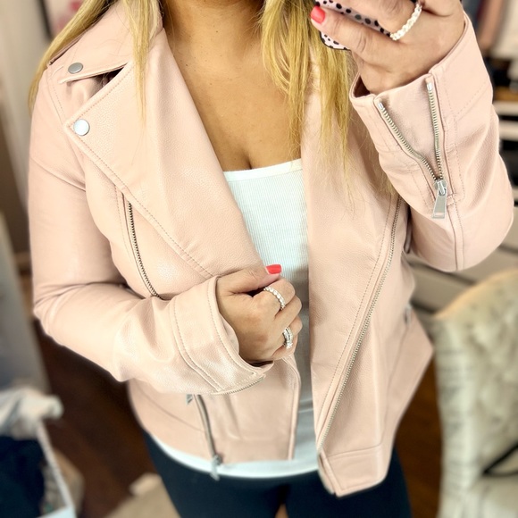 LOFT Pink Faux Lather Moto Jacket - Picture 1 of 10